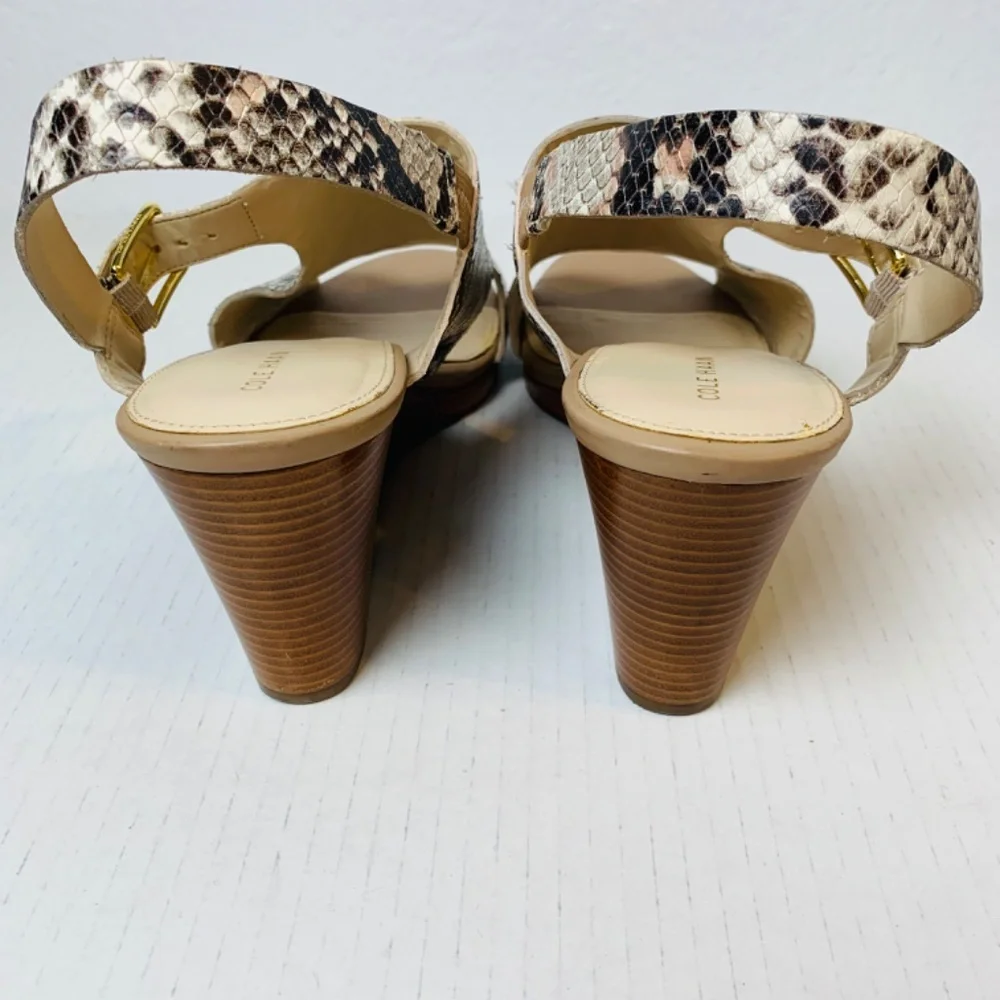 Cole Haan Philomena Grand Wedge Sandals 10.5B Snakeskin Print Leather 3